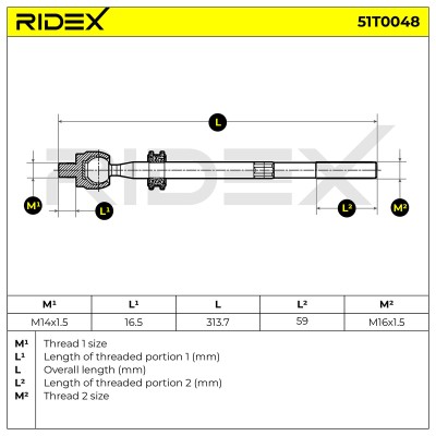 Drążek kierowniczy RIDEX 51T0048 51T0048 - foto 6