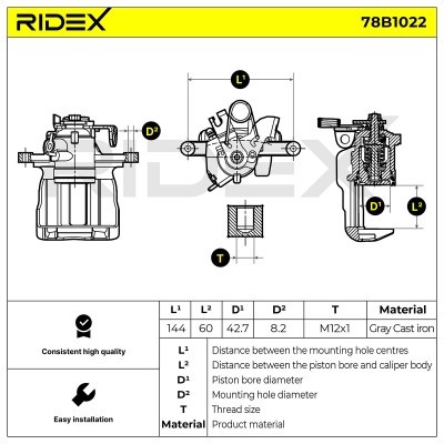 Zacisk Hamulcowy RIDEX 78B1022 78B1022 - foto 7
