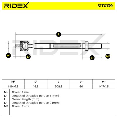 Drążek kierowniczy RIDEX 51T0139 51T0139 - foto 5