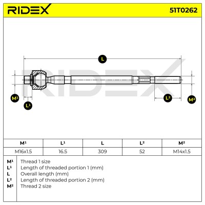 Drążek kierowniczy RIDEX 51T0262 51T0262 - foto 6