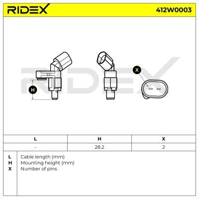 Czujnik ABS RIDEX 412W0003 412W0003 - foto 6