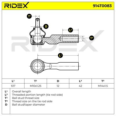 Końcówka drążka kierowniczego RIDEX 914T0083 914T0083 - foto 6