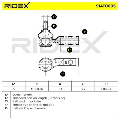 Końcówka drążka kierowniczego RIDEX 914T0005 914T0005 - foto 5