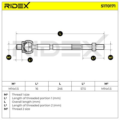 Drążek kierowniczy RIDEX 51T0171 51T0171 - foto 6