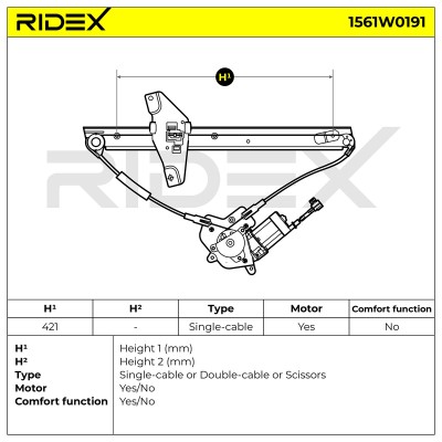 Podnośnik szyby RIDEX 1561W0191 1561W0191 - foto 6
