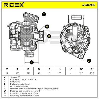 Alternator RIDEX 4G0265 4G0265 - foto 6