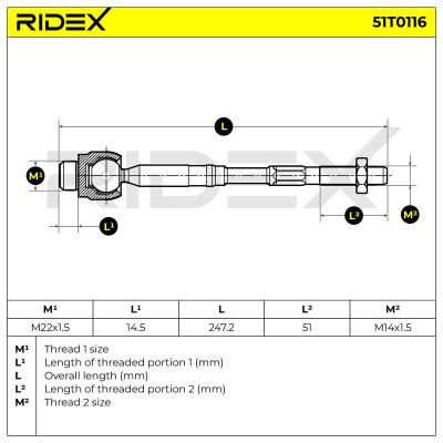 Drążek kierowniczy RIDEX 51T0116 51T0116 - foto 5