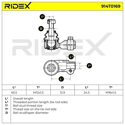 Końcówka drążka kierowniczego RIDEX 914T0169 914T0169 - foto 5
