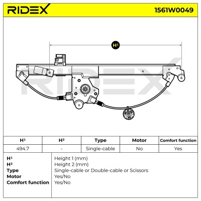Podnośnik szyby RIDEX 1561W0049 1561W0049 - foto 7