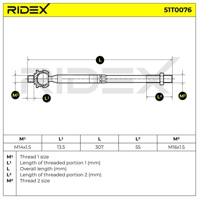 Drążek kierowniczy RIDEX 51T0076 51T0076 - foto 5