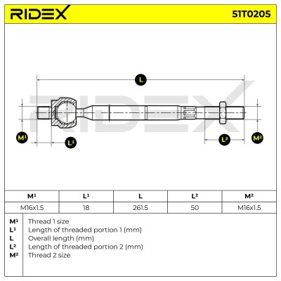 Drążek kierowniczy RIDEX 51T0205 51T0205 - foto 5