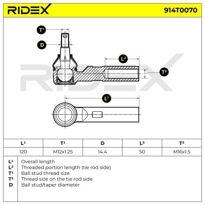 Końcówka drążka kierowniczego RIDEX 914T0070 914T0070 - foto 6