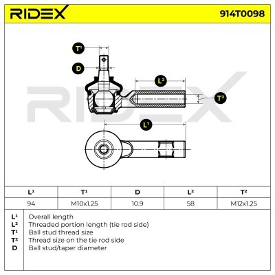 Końcówka drążka kierowniczego RIDEX 914T0098 914T0098 - foto 4