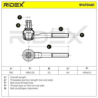 Końcówka drążka kierowniczego RIDEX 914T0461 914T0461 - foto 6