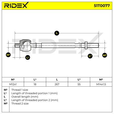 Drążek kierowniczy RIDEX 51T0077 51T0077 - foto 5