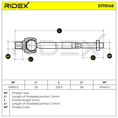 Drążek kierowniczy RIDEX 51T0149 51T0149 - foto 5