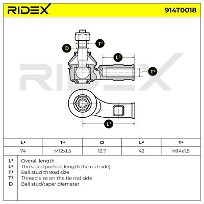 Końcówka drążka kierowniczego RIDEX 914T0018 914T0018 - foto 6