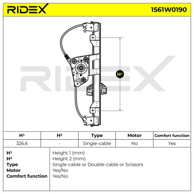 Podnośnik szyby RIDEX 1561W0190 1561W0190 - foto 6