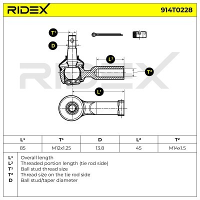 Końcówka drążka kierowniczego RIDEX 914T0228 914T0228 - foto 5
