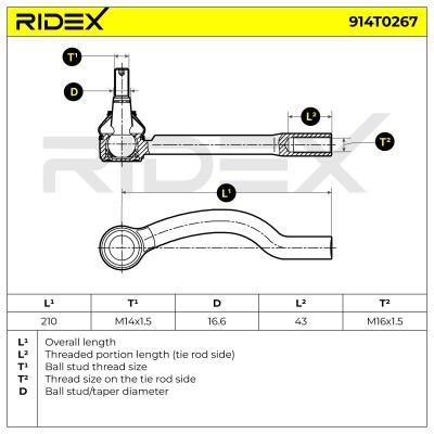 Końcówka drążka kierowniczego RIDEX 914T0267 914T0267 - foto 6