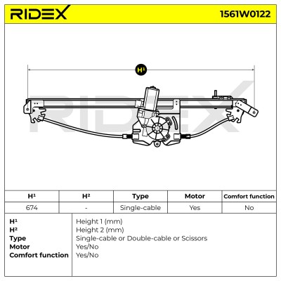 Podnośnik szyby RIDEX 1561W0122 1561W0122 - foto 8