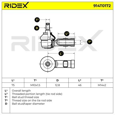 Końcówka drążka kierowniczego RIDEX 914T0172 914T0172 - foto 5