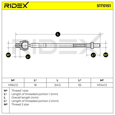 Drążek kierowniczy RIDEX 51T0151 51T0151 - foto 7
