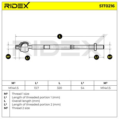 Drążek kierowniczy RIDEX 51T0216 51T0216 - foto 6