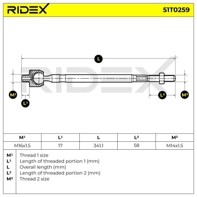 Drążek kierowniczy RIDEX 51T0259 51T0259 - foto 5