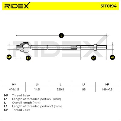 Drążek kierowniczy RIDEX 51T0194 51T0194 - foto 7