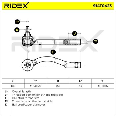 Końcówka drążka kierowniczego RIDEX 914T0423 914T0423 - foto 5