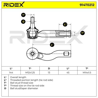Końcówka drążka kierowniczego RIDEX 914T0212 914T0212 - foto 5