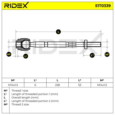 Drążek kierowniczy RIDEX 51T0339 51T0339 - foto 5