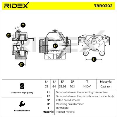 Zacisk Hamulcowy RIDEX 78B0302 78B0302 - foto 2