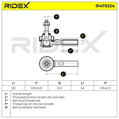 Końcówka drążka kierowniczego RIDEX 914T0224 914T0224 - foto 5