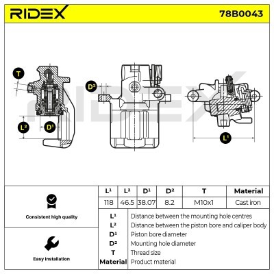 Zacisk Hamulcowy RIDEX 78B0043 78B0043 - foto 4