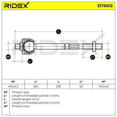 Drążek kierowniczy RIDEX 51T0012 51T0012 - foto 6