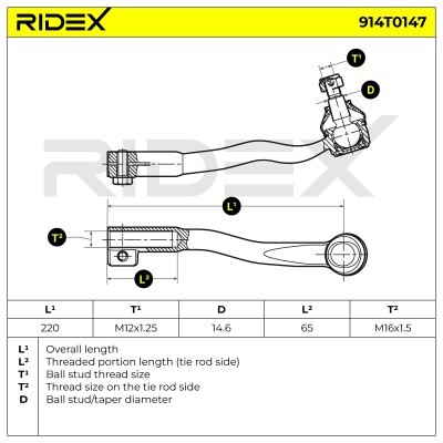 Końcówka drążka kierowniczego RIDEX 914T0147 914T0147 - foto 3