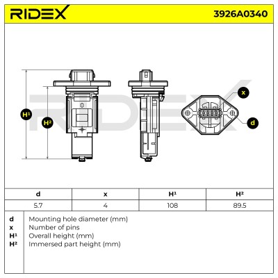 Przepływomierz Masowy Powietrza RIDEX 3926A0340 3926A0340 - foto 6