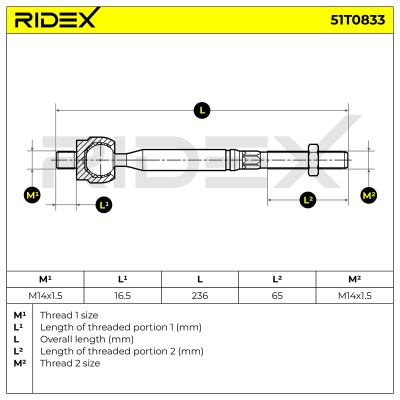 Drążek kierowniczy RIDEX 51T0833 51T0833 - foto 5