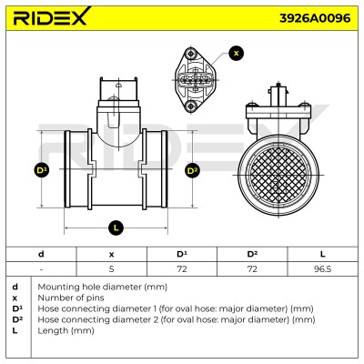 Przepływomierz Masowy Powietrza RIDEX 3926A0096 3926A0096 - foto 6