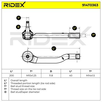 Końcówka drążka kierowniczego RIDEX 914T0363 914T0363 - foto 6