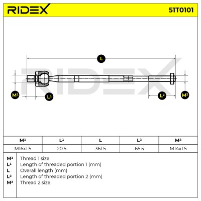Drążek kierowniczy RIDEX 51T0101 51T0101 - foto 9