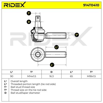 Końcówka drążka kierowniczego RIDEX 914T0410 914T0410 - foto 6