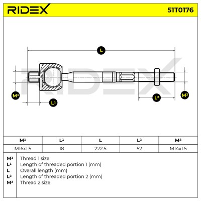 Drążek kierowniczy RIDEX 51T0176 51T0176 - foto 7