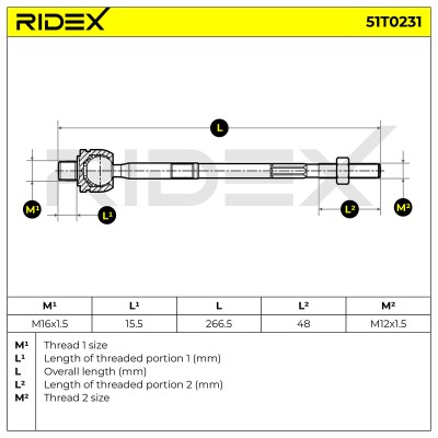 Drążek kierowniczy RIDEX 51T0231 51T0231 - foto 6