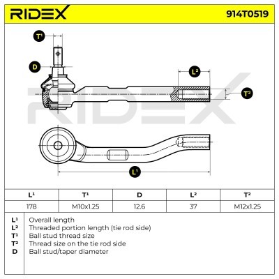 Końcówka drążka kierowniczego RIDEX 914T0519 914T0519 - foto 7