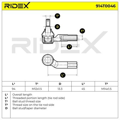Końcówka drążka kierowniczego RIDEX 914T0046 914T0046 - foto 6