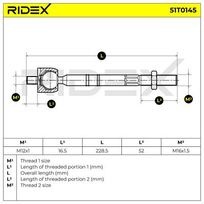 Drążek kierowniczy RIDEX 51T0145 51T0145 - foto 5