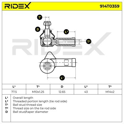 Końcówka drążka kierowniczego RIDEX 914T0359 914T0359 - foto 6